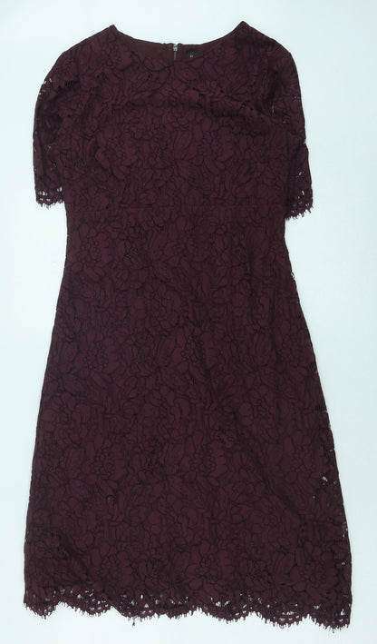 Phase Eight Womens Purple Polyamide A-Line Size 8 Boat Neck Zip