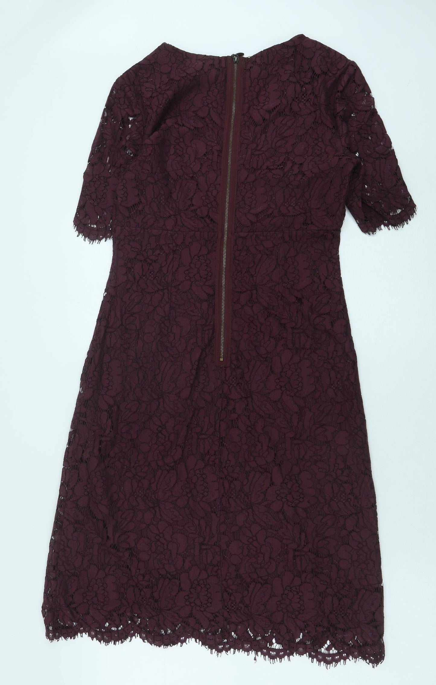 Phase Eight Womens Purple Polyamide A-Line Size 8 Boat Neck Zip