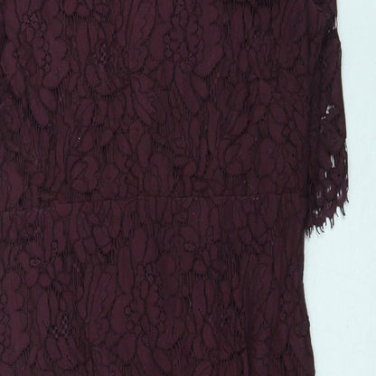 Phase Eight Womens Purple Polyamide A-Line Size 8 Boat Neck Zip