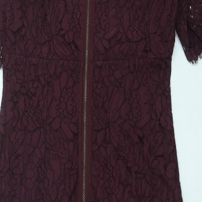 Phase Eight Womens Purple Polyamide A-Line Size 8 Boat Neck Zip