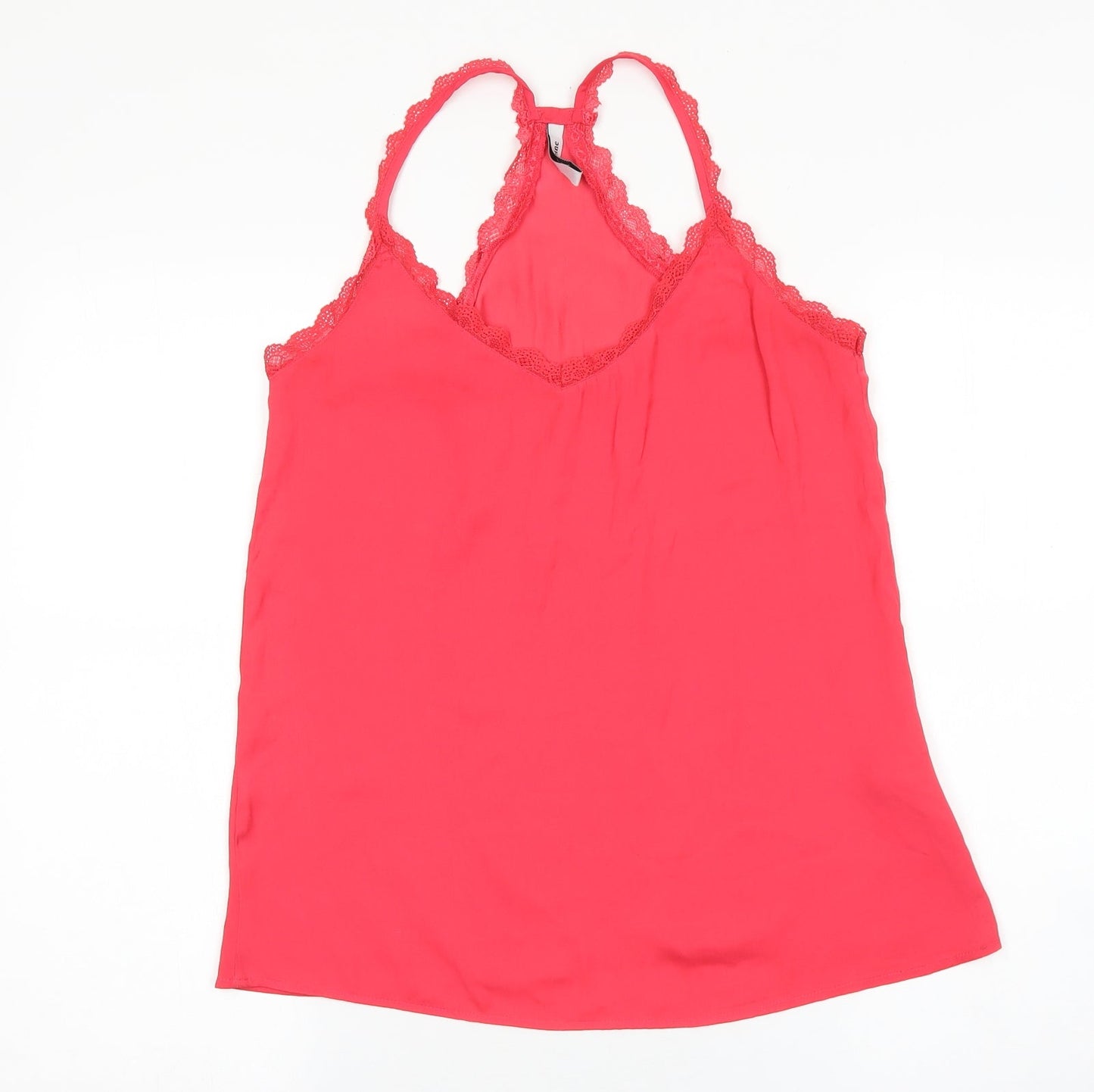 Medicine Womens Pink Polyester Basic Tank Size 36 V-Neck - Torchon lace detail
