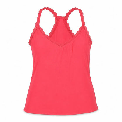 Medicine Womens Pink Polyester Basic Tank Size 36 V-Neck - Torchon lace detail
