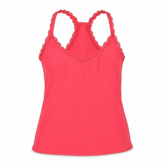 Medicine Womens Pink Polyester Basic Tank Size 36 V-Neck - Torchon lace detail