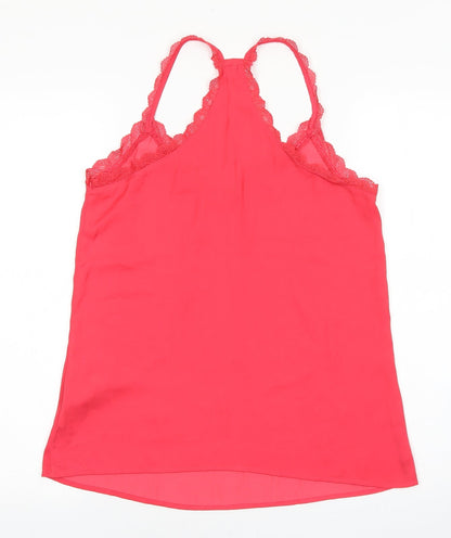 Medicine Womens Pink Polyester Basic Tank Size 36 V-Neck - Torchon lace detail