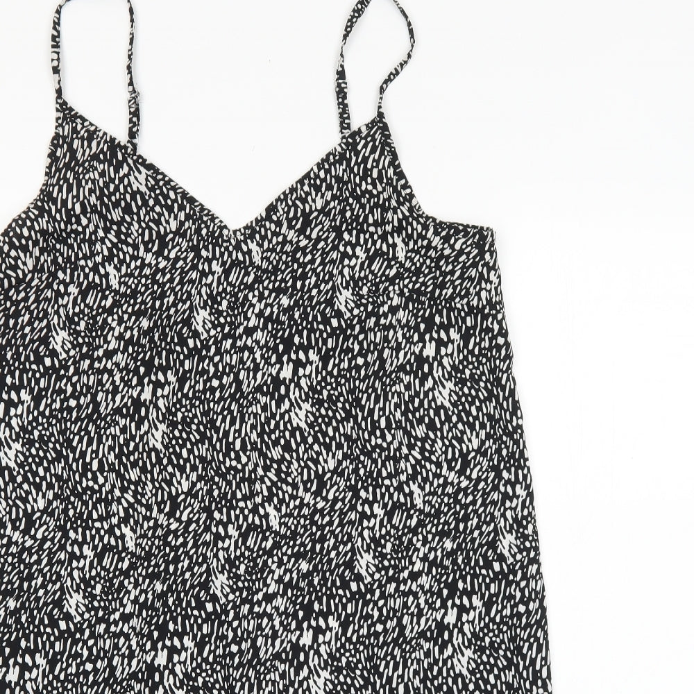 PEP&CO Womens Black Geometric Polyester Slip Dress Size 12 V-Neck Pullover