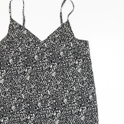 PEP&CO Womens Black Geometric Polyester Slip Dress Size 12 V-Neck Pullover