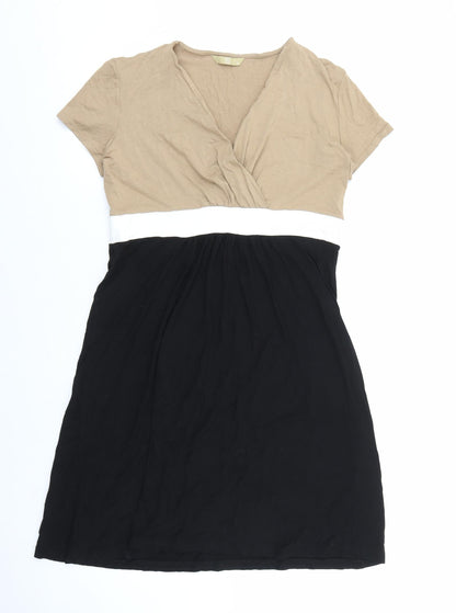 TU Womens Black Colourblock Viscose Shift Size 14 Sweetheart Pullover