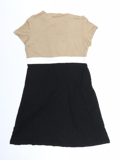 TU Womens Black Colourblock Viscose Shift Size 14 Sweetheart Pullover