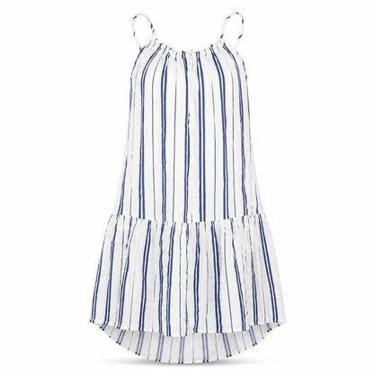 H&M Womens White Striped Viscose Tank Dress Size 10 Round Neck Pullover