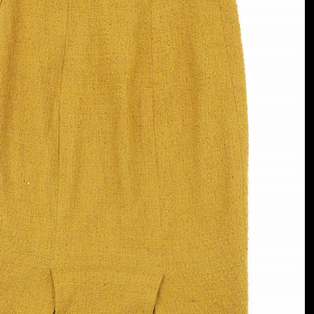 Madeleine Womens Yellow Polyester Bandage Skirt Size 30 Zip