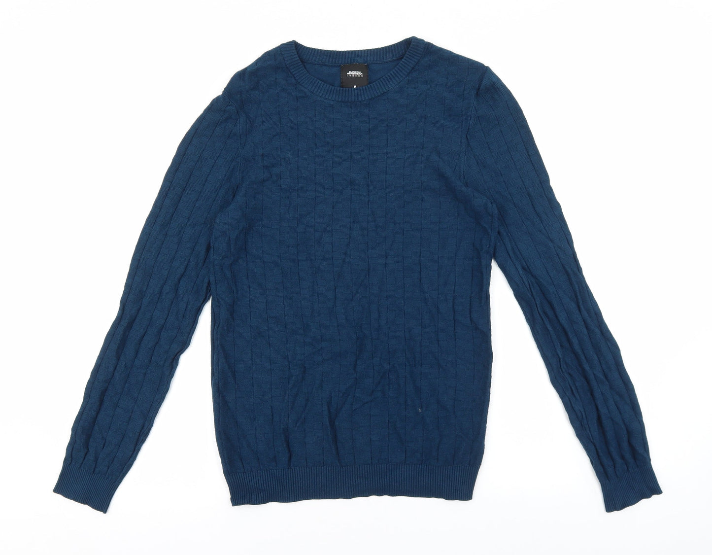 Burton Mens Blue Round Neck Viscose Pullover Jumper Size XS