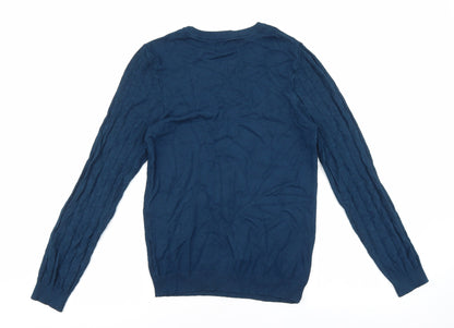 Burton Mens Blue Round Neck Viscose Pullover Jumper Size XS