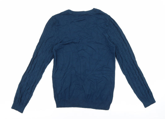 Burton Mens Blue Round Neck Viscose Pullover Jumper Size XS