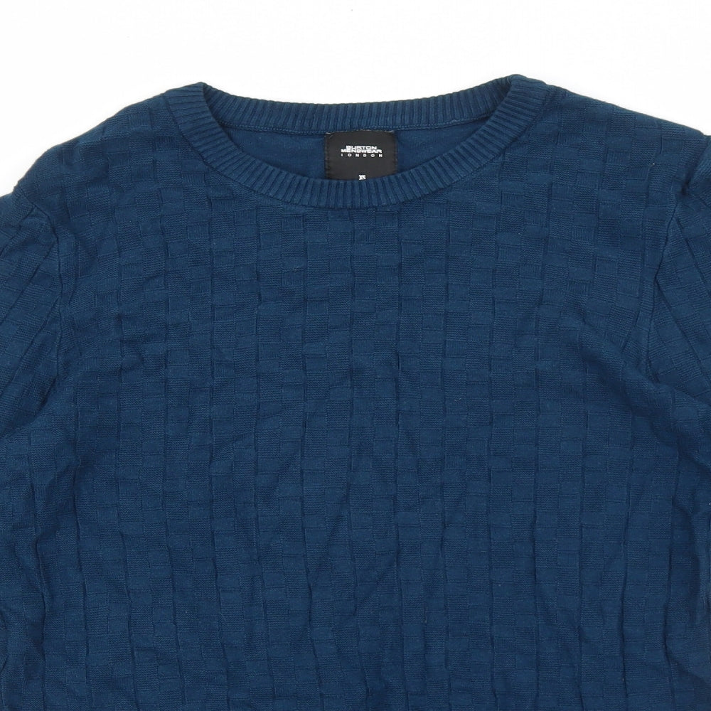 Burton Mens Blue Round Neck Viscose Pullover Jumper Size XS