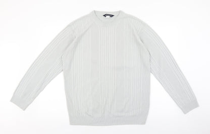 Springfield Mens Grey Crew Neck Acrylic Pullover Jumper Size S