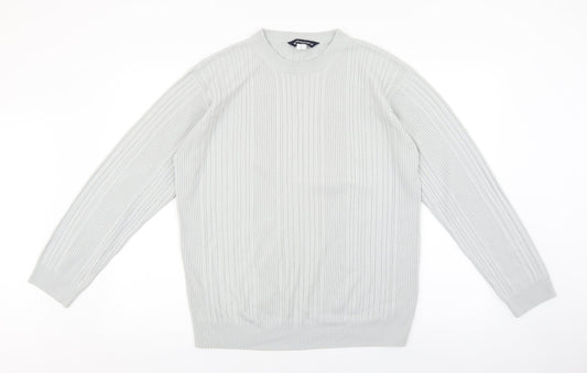 Springfield Mens Grey Crew Neck Acrylic Pullover Jumper Size S