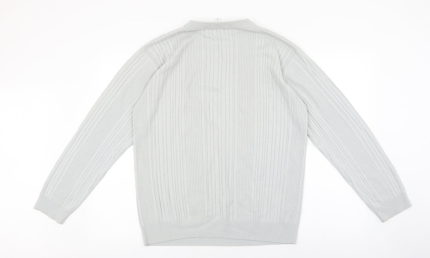 Springfield Mens Grey Crew Neck Acrylic Pullover Jumper Size S