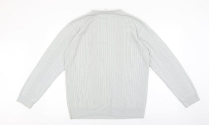 Springfield Mens Grey Crew Neck Acrylic Pullover Jumper Size S