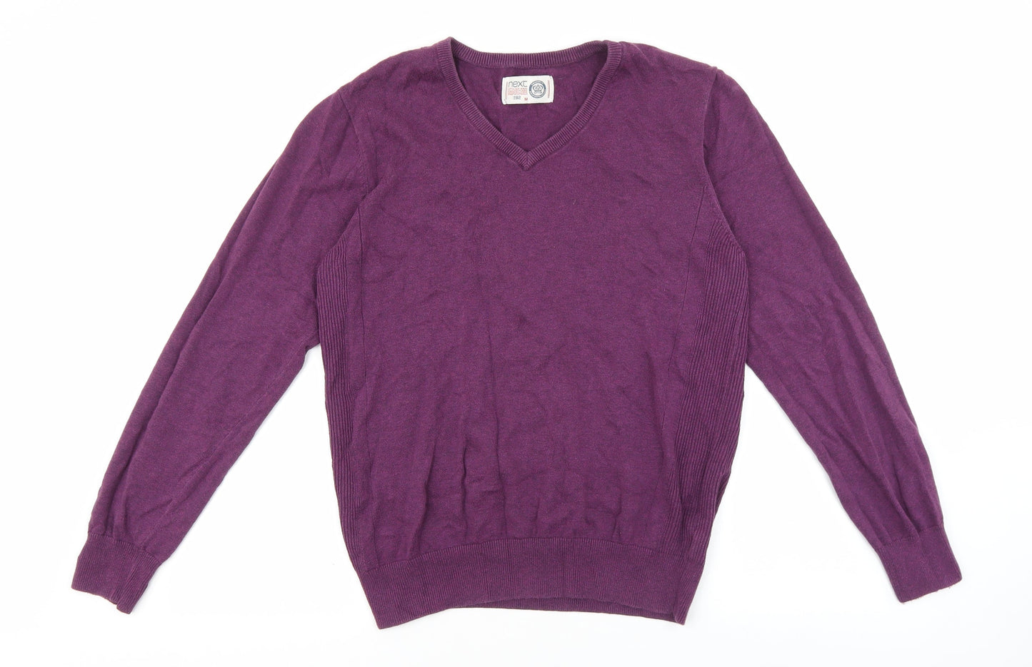 NEXT Mens Purple V-Neck Cotton Pullover Jumper Size M