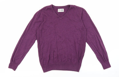 NEXT Mens Purple V-Neck Cotton Pullover Jumper Size M