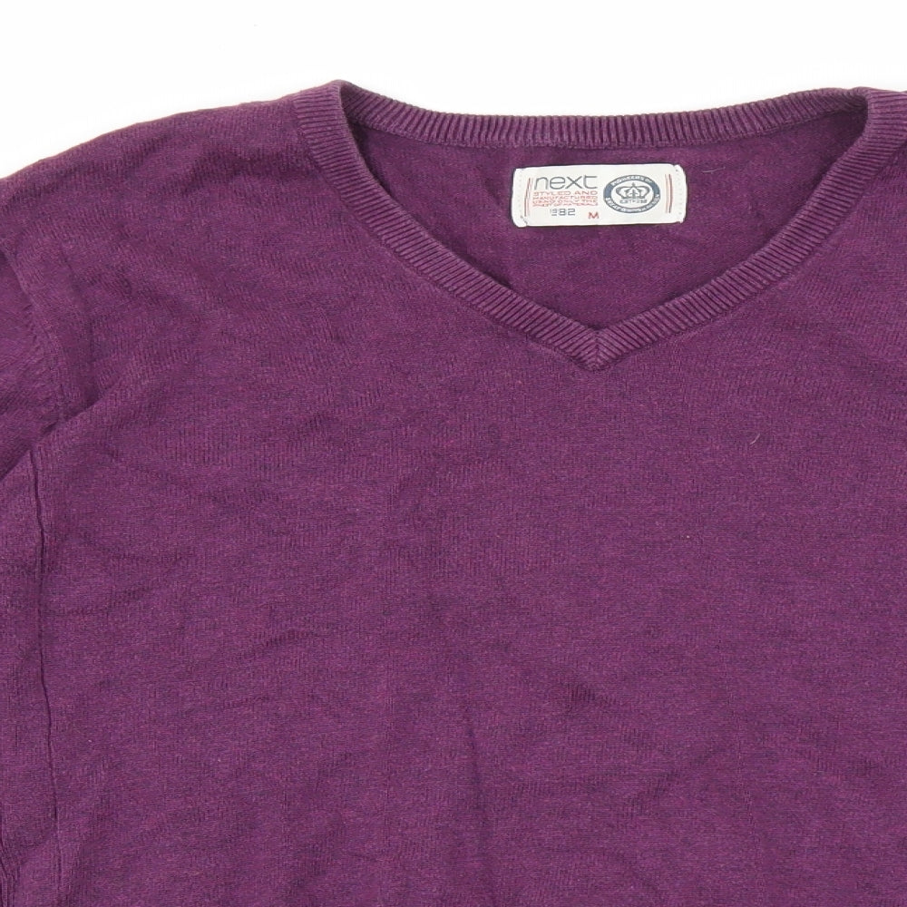 NEXT Mens Purple V-Neck Cotton Pullover Jumper Size M