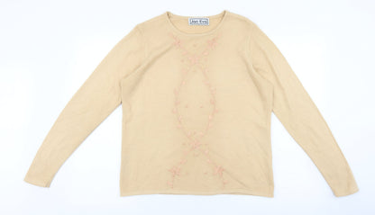 Womens UK Size L Jan Eva Beige Pullover Jumper