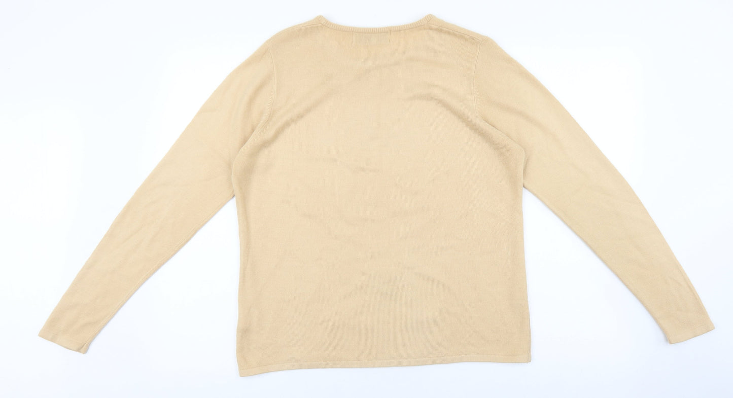 Womens UK Size L Jan Eva Beige Pullover Jumper