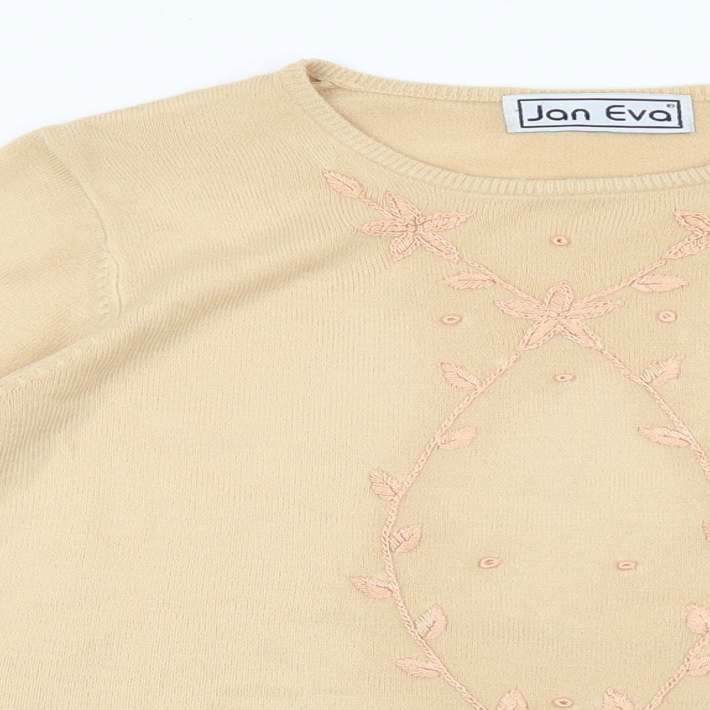Womens UK Size L Jan Eva Beige Pullover Jumper