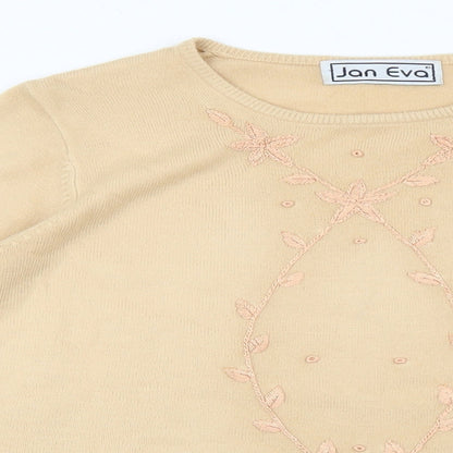 Womens UK Size L Jan Eva Beige Pullover Jumper