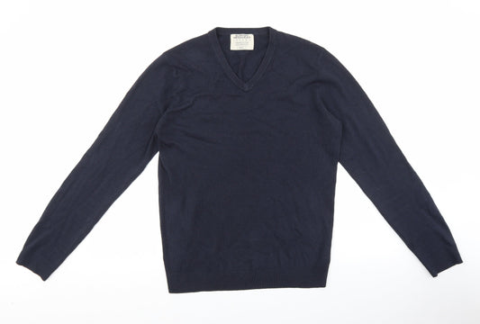 Burton Mens Blue V-Neck Acrylic Pullover Jumper Size S