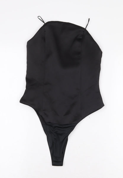 Zara Womens Black Polyester Bodysuit One-Piece Size XS Zip