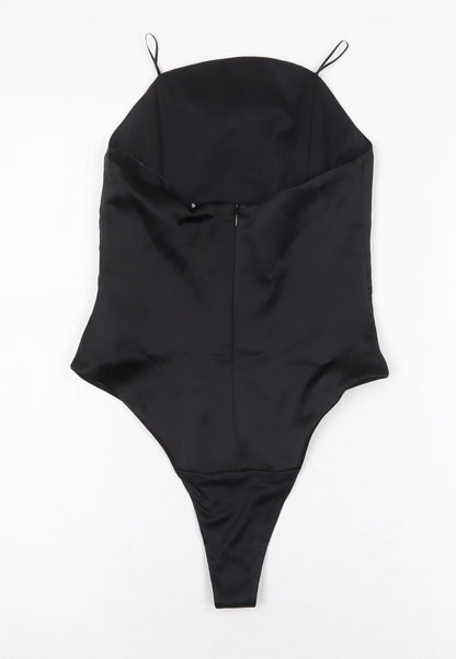 Zara Womens Black Polyester Bodysuit One-Piece Size XS Zip