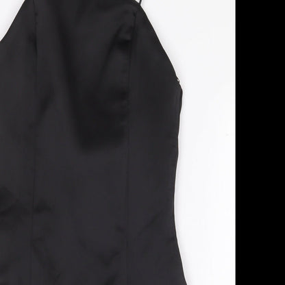 Zara Womens Black Polyester Bodysuit One-Piece Size XS Zip