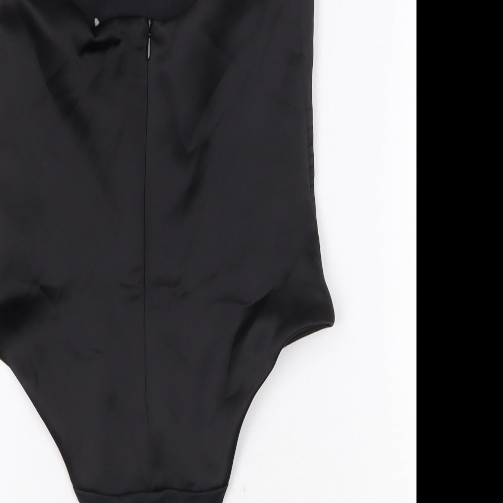 Zara Womens Black Polyester Bodysuit One-Piece Size XS Zip
