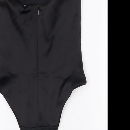 Zara Womens Black Polyester Bodysuit One-Piece Size XS Zip