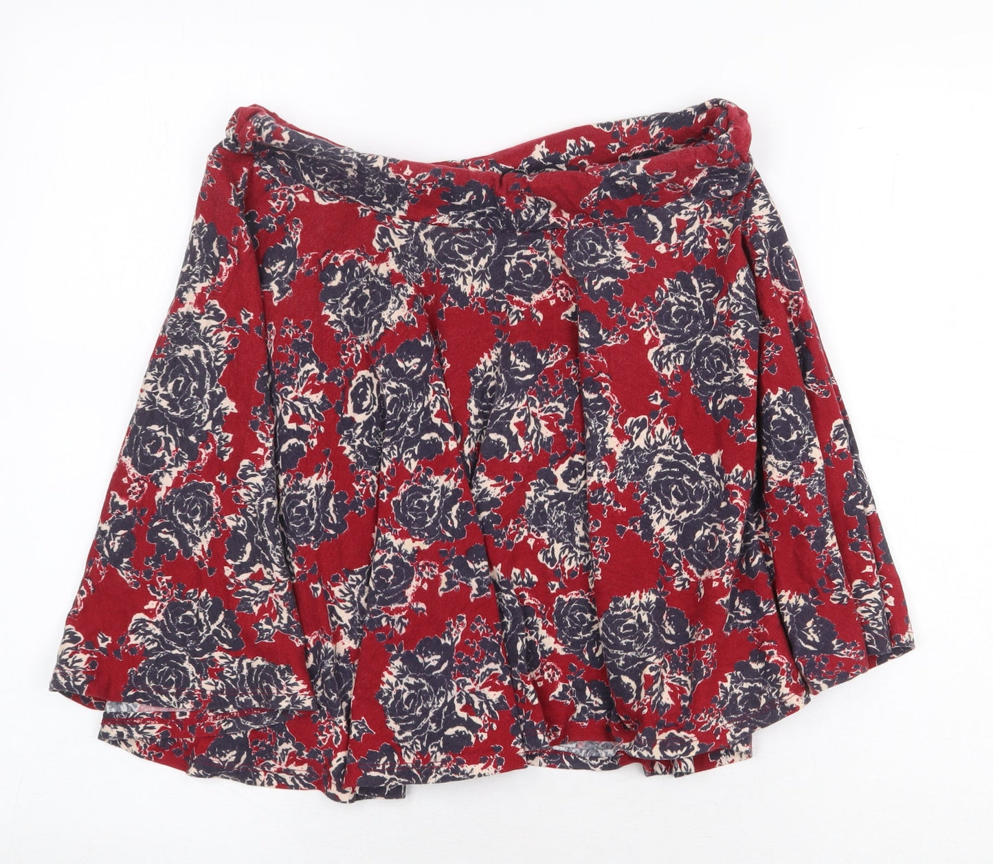 Pins & Needles Womens Red Geometric Cotton Flare Skirt Size L