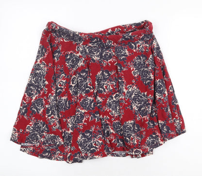 Pins & Needles Womens Red Geometric Cotton Flare Skirt Size L