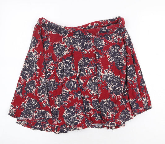 Pins & Needles Womens Red Geometric Cotton Flare Skirt Size L