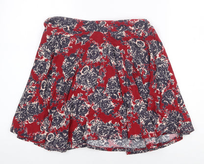 Pins & Needles Womens Red Geometric Cotton Flare Skirt Size L