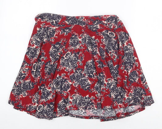 Pins & Needles Womens Red Geometric Cotton Flare Skirt Size L