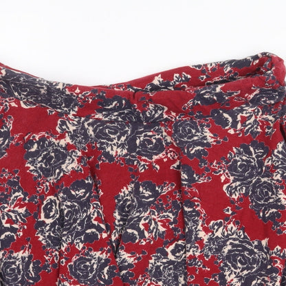 Pins & Needles Womens Red Geometric Cotton Flare Skirt Size L