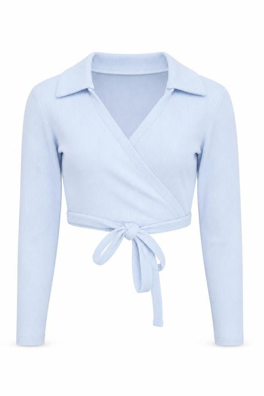 Franklin & Marshall Womens Blue Polyester Cropped T-Shirt Size S V-Neck