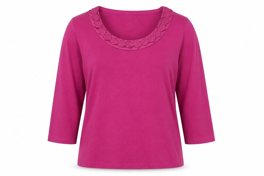 Marks and Spencer Womens Pink 100% Cotton Basic Blouse Size 14 Scoop Neck