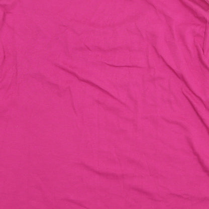 Marks and Spencer Womens Pink 100% Cotton Basic Blouse Size 14 Scoop Neck