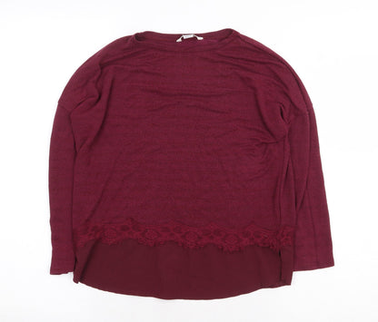 River Island Girls Purple Polyester Basic Blouse Size 11-12 Years Round Neck Pullover