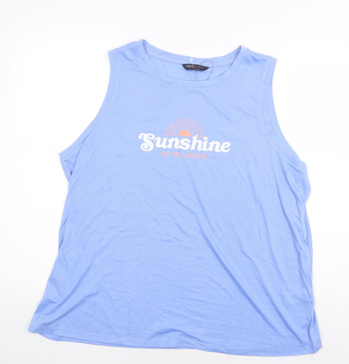 Womens UK Size 10 Marks and Spencer Blue Basic Tank