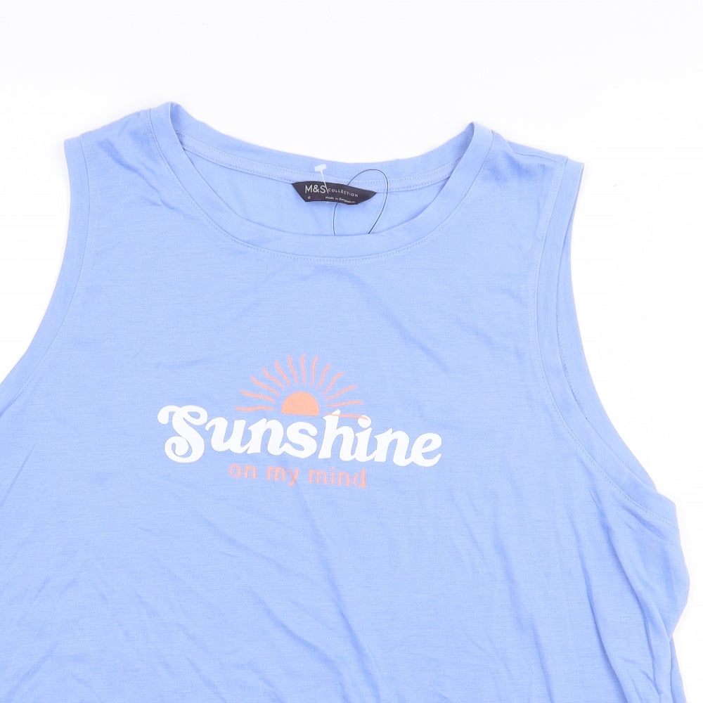 Womens UK Size 10 Marks and Spencer Blue Basic Tank