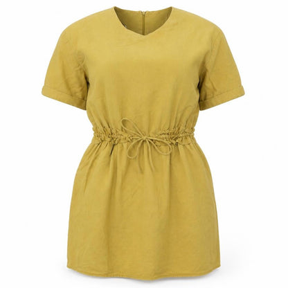 Zara Womens Yellow Viscose Mini Size S Round Neck Zip