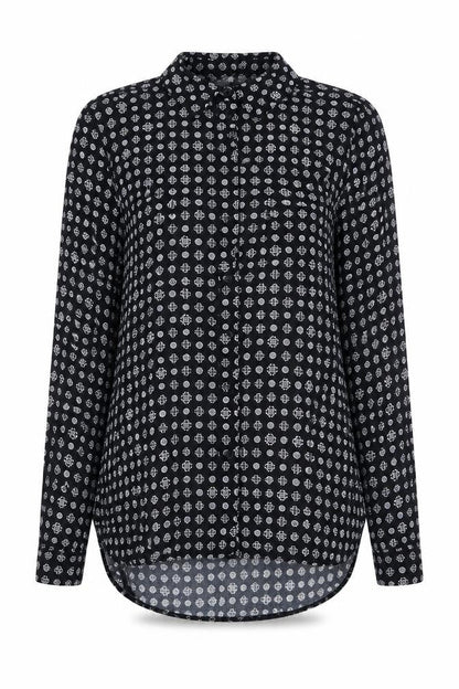 Staring at Stars Womens Black Geometric Viscose Basic Button-Up Size S V-Neck