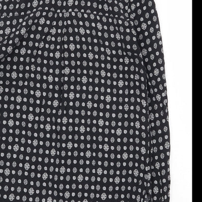Staring at Stars Womens Black Geometric Viscose Basic Button-Up Size S V-Neck